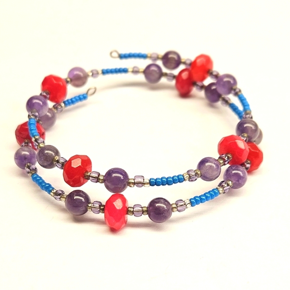 Amethyst Memory Wire Bracelet - Picture 1 of 5